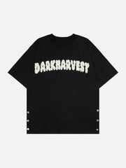 T-Shirt mit beflocktem Buchstaben-Schlitz 