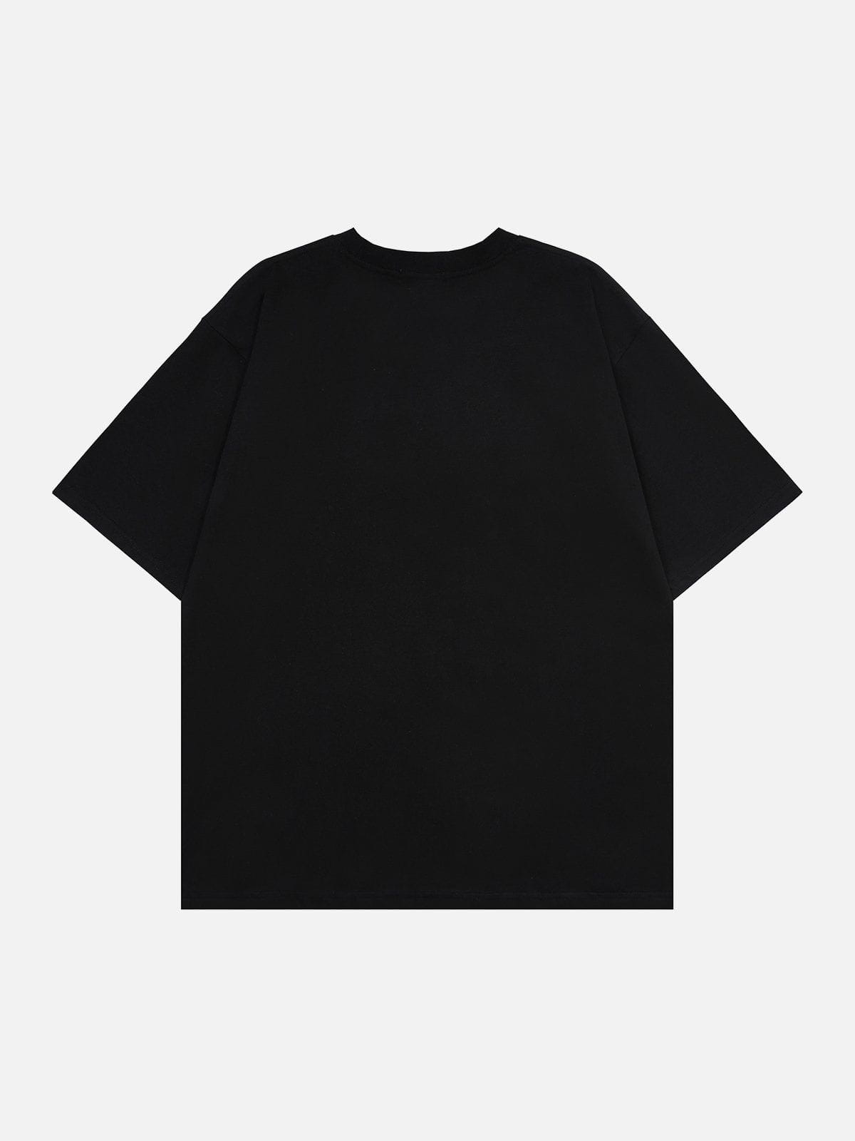T-Shirt mit beflocktem Buchstaben-Schlitz 