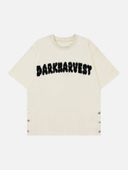 T-Shirt mit beflocktem Buchstaben-Schlitz 