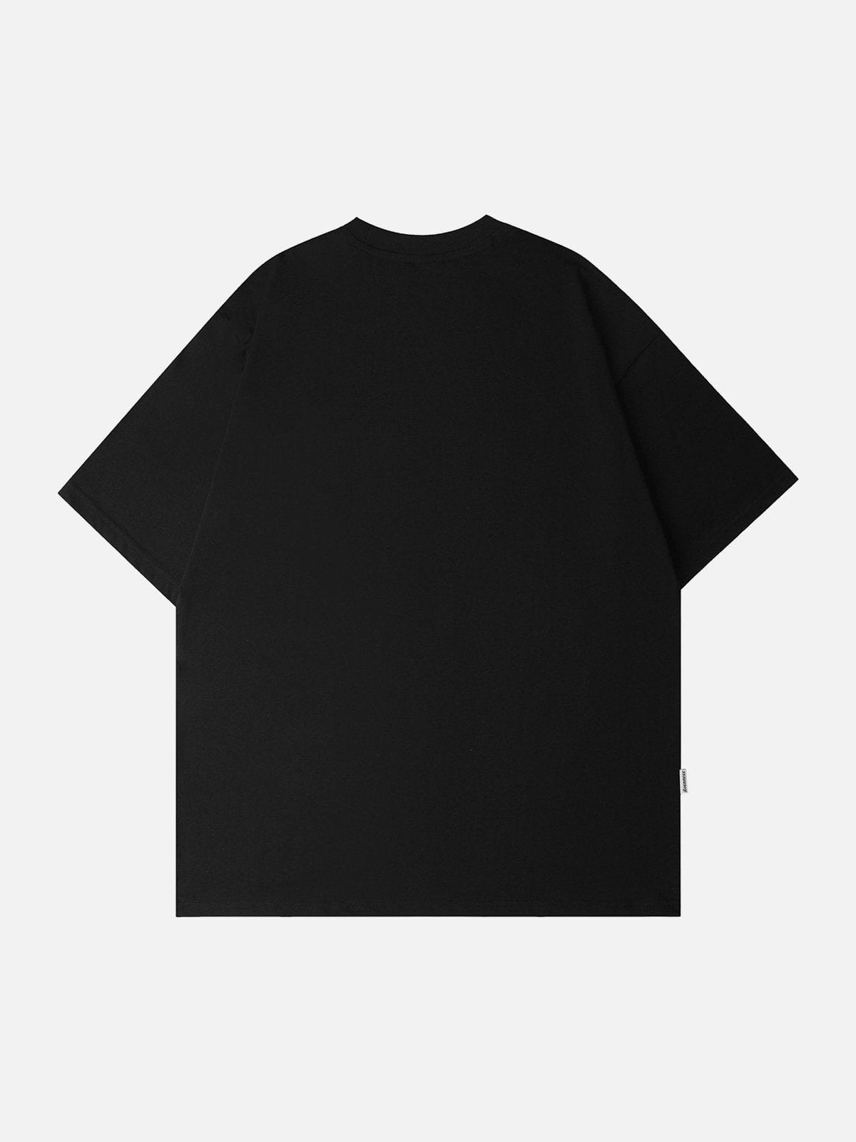 T-Shirt mit beflocktem Buchstaben- und Stern-Print 