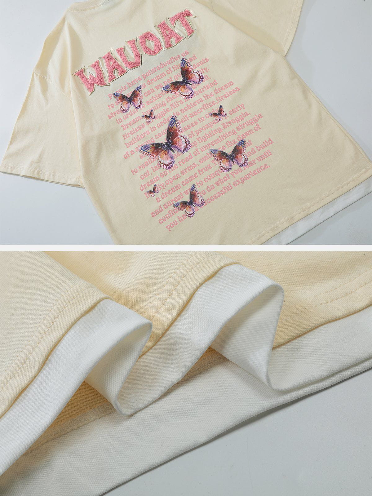 Flocked Letters Butterfly Print Tee