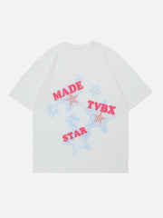 Flocked Plaid Star Letter Tee