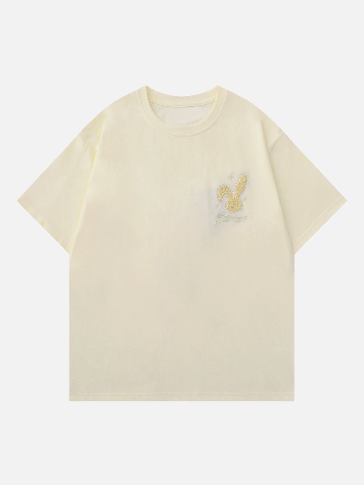T-Shirt mit beflocktem Kaninchen-Print 