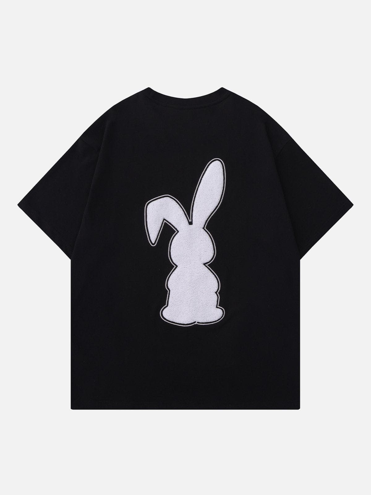 T-Shirt mit beflocktem Kaninchen-Print 