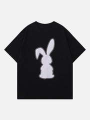 T-Shirt mit beflocktem Kaninchen-Print 