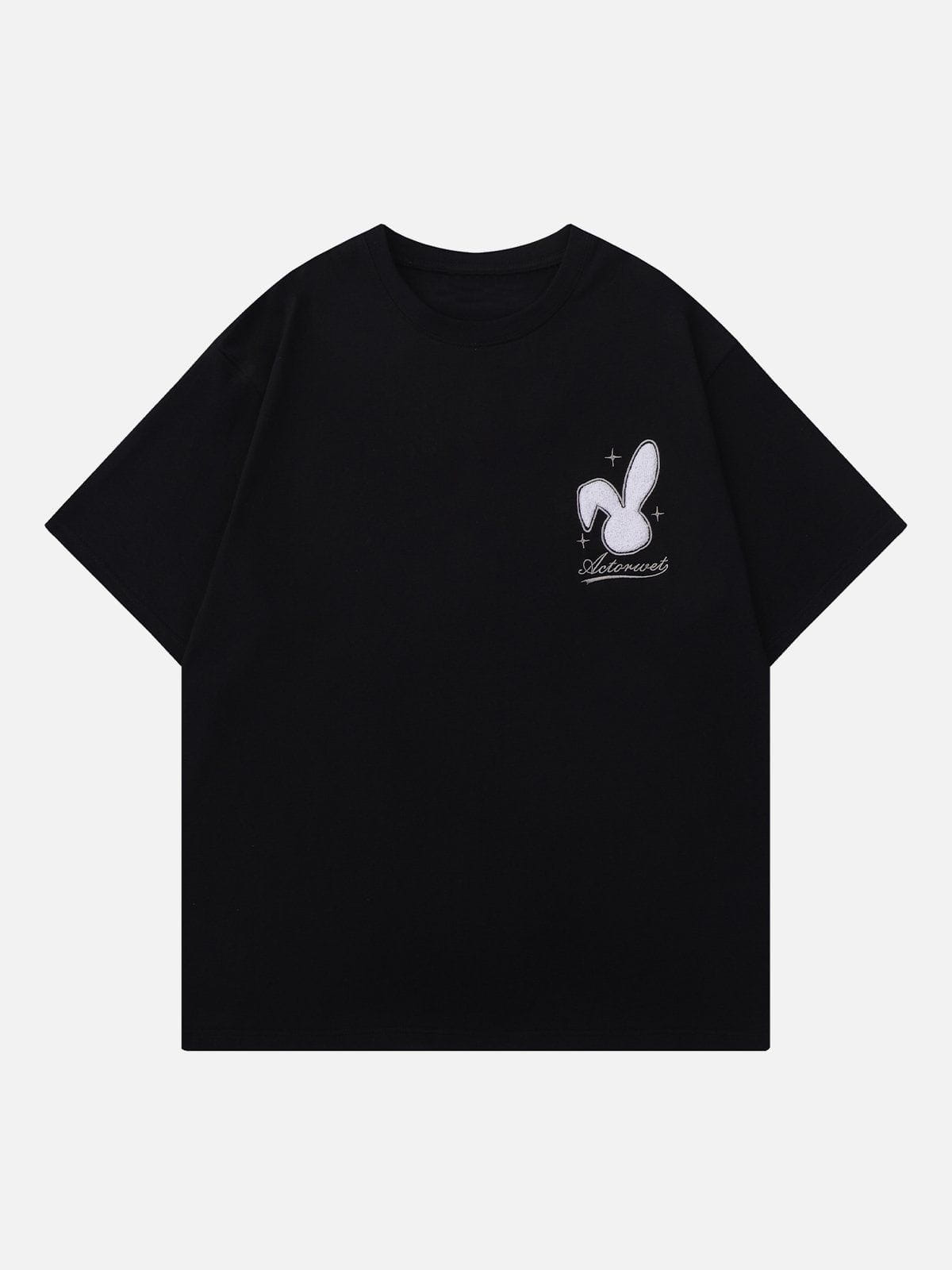T-Shirt mit beflocktem Kaninchen-Print 