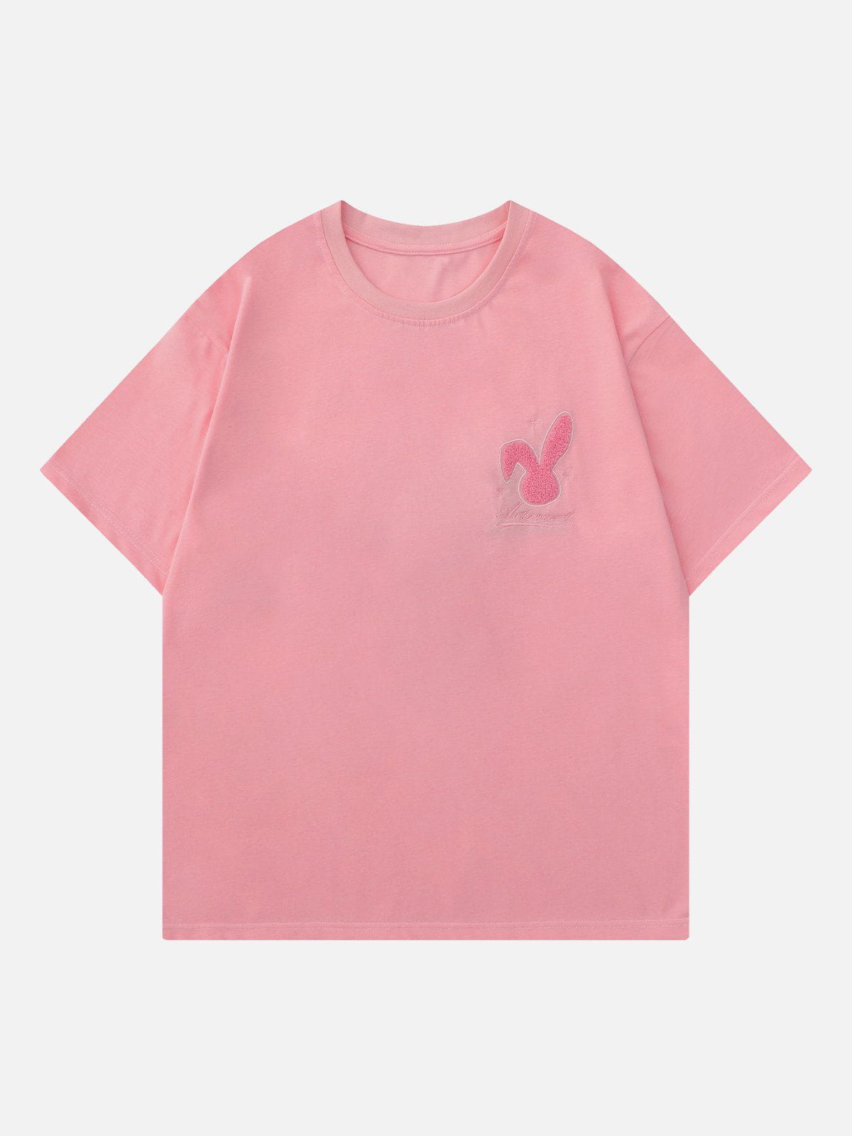 T-Shirt mit beflocktem Kaninchen-Print 