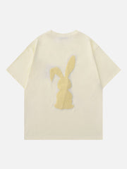 T-Shirt mit beflocktem Kaninchen-Print 