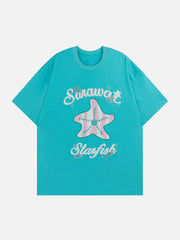 T-Shirt mit beflocktem Stern 