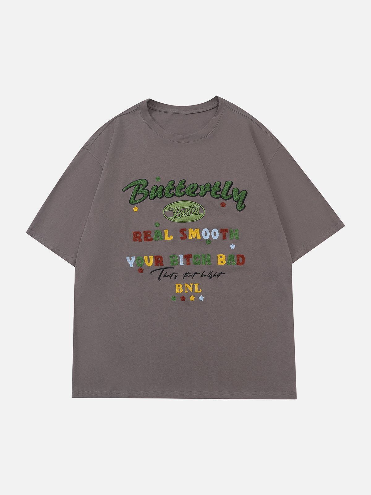 T-Shirt mit beflocktem Handtuch und Buchstabenstickerei 