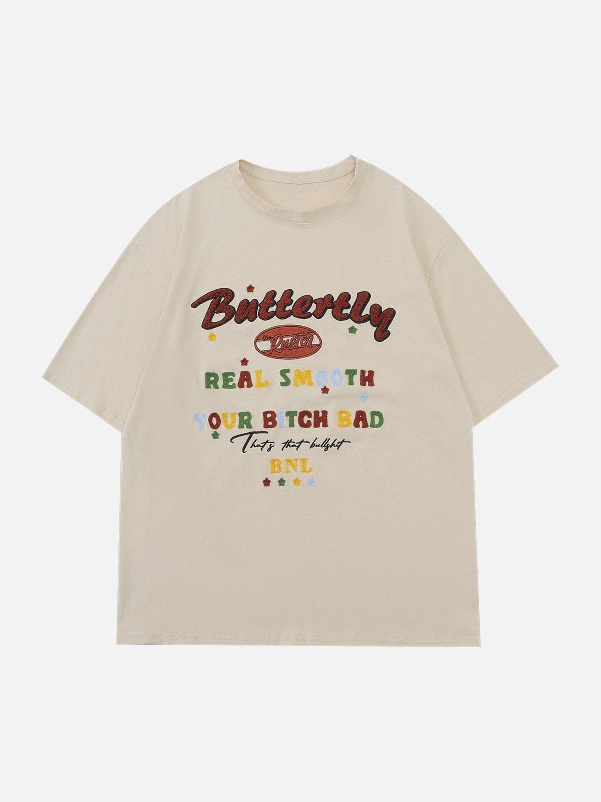 T-Shirt mit beflocktem Handtuch und Buchstabenstickerei 