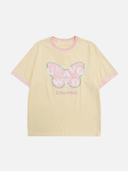 Flocking Butterfly Embroidery Tee