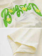 Beflockte Buchstaben Sterne T-Shirt 