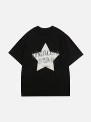 T-Shirt mit beflockter Sternstickerei 