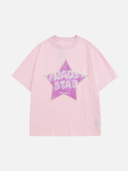 T-Shirt mit beflockter Sternstickerei 