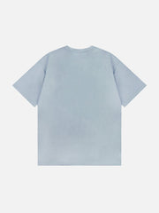 Wildleder-T-Shirt mit floralem Anker-Print 
