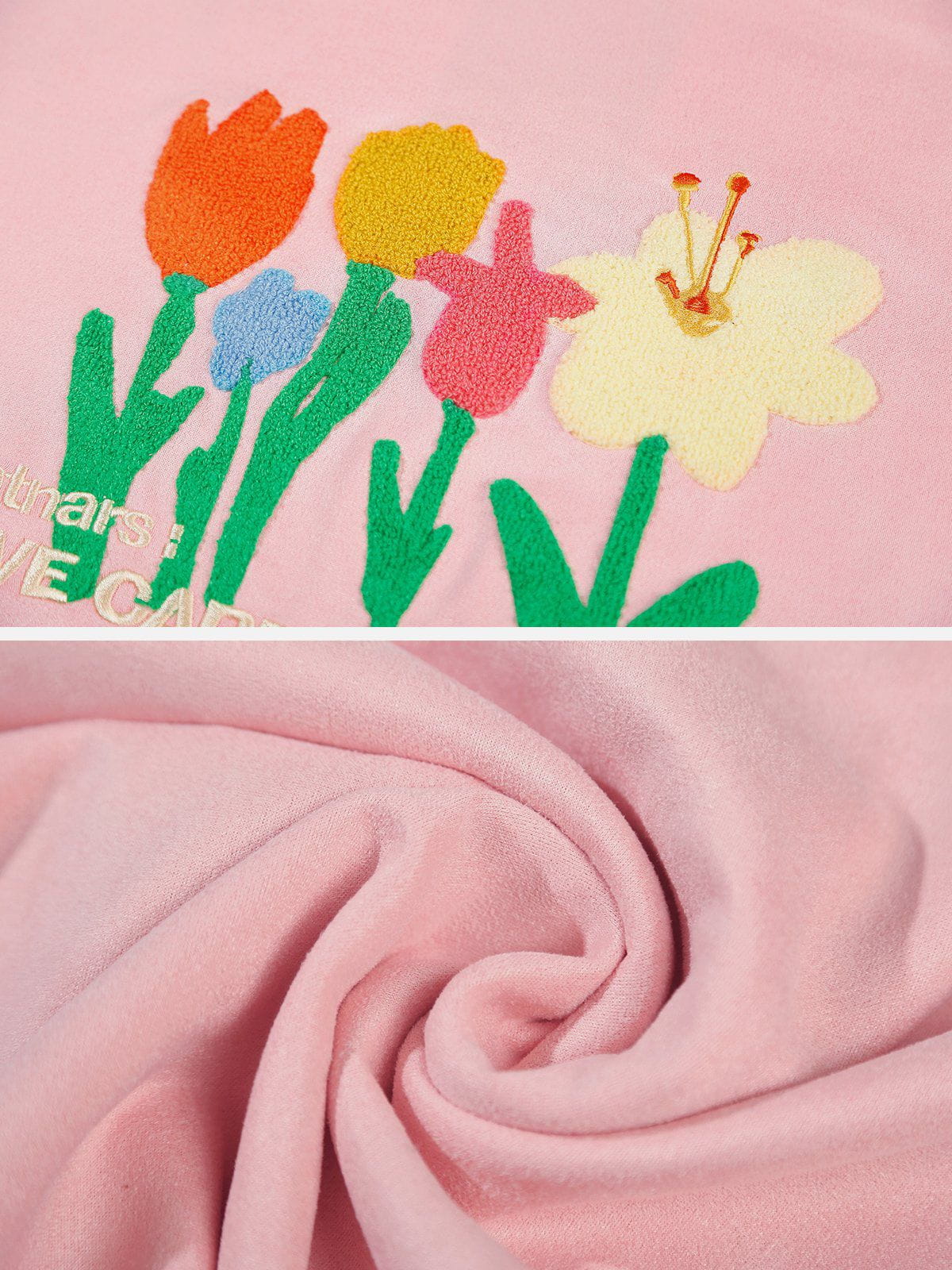 T-shirt en daim brodé à motif floral 