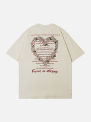 Floral Heart Letter Print Tee