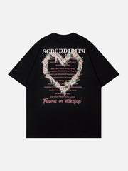 Floral Heart Letter Print Tee