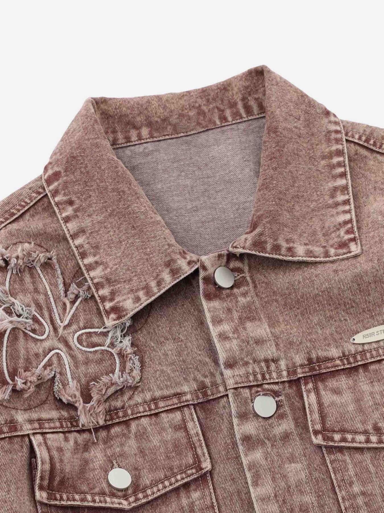 Floral Patch Embroidered Denim Jacket