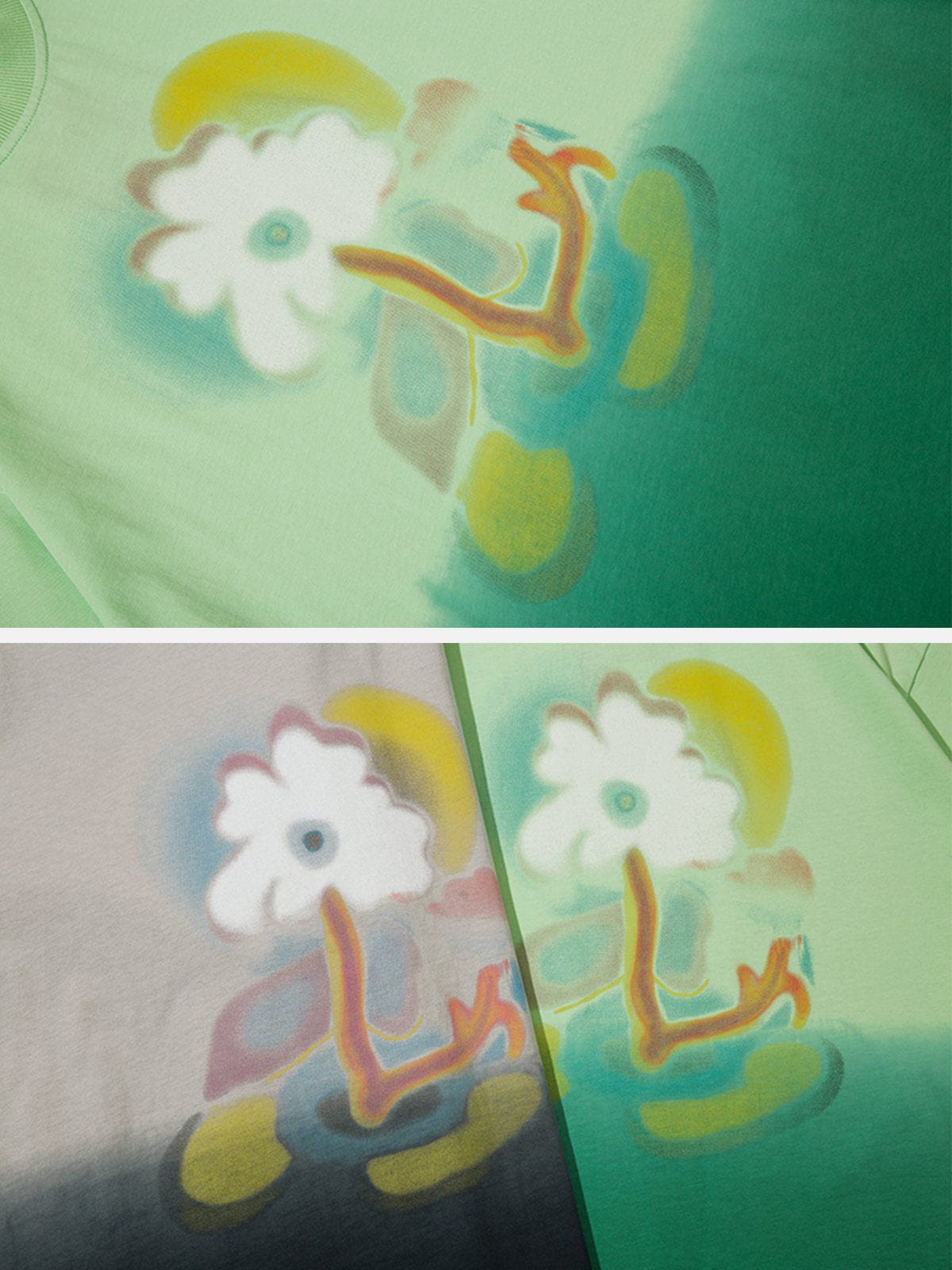 T-Shirt mit Farbverlauf und Blumendruck 