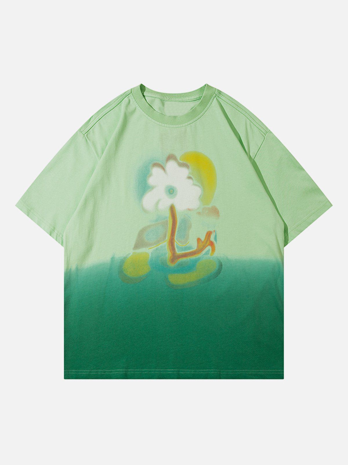 T-Shirt mit Farbverlauf und Blumendruck 