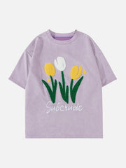 Flowers Flocking Print Tee