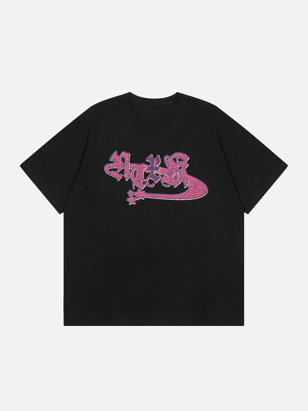 T-Shirt mit Schaumstoff-Buchstaben-Print 