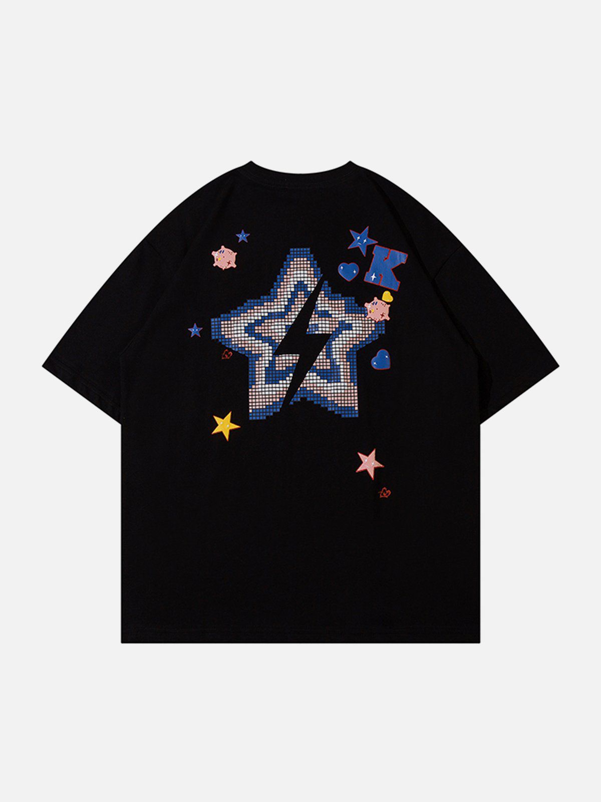 T-Shirt mit Buchstaben- und Stern-Print aus Schaumstoff 
