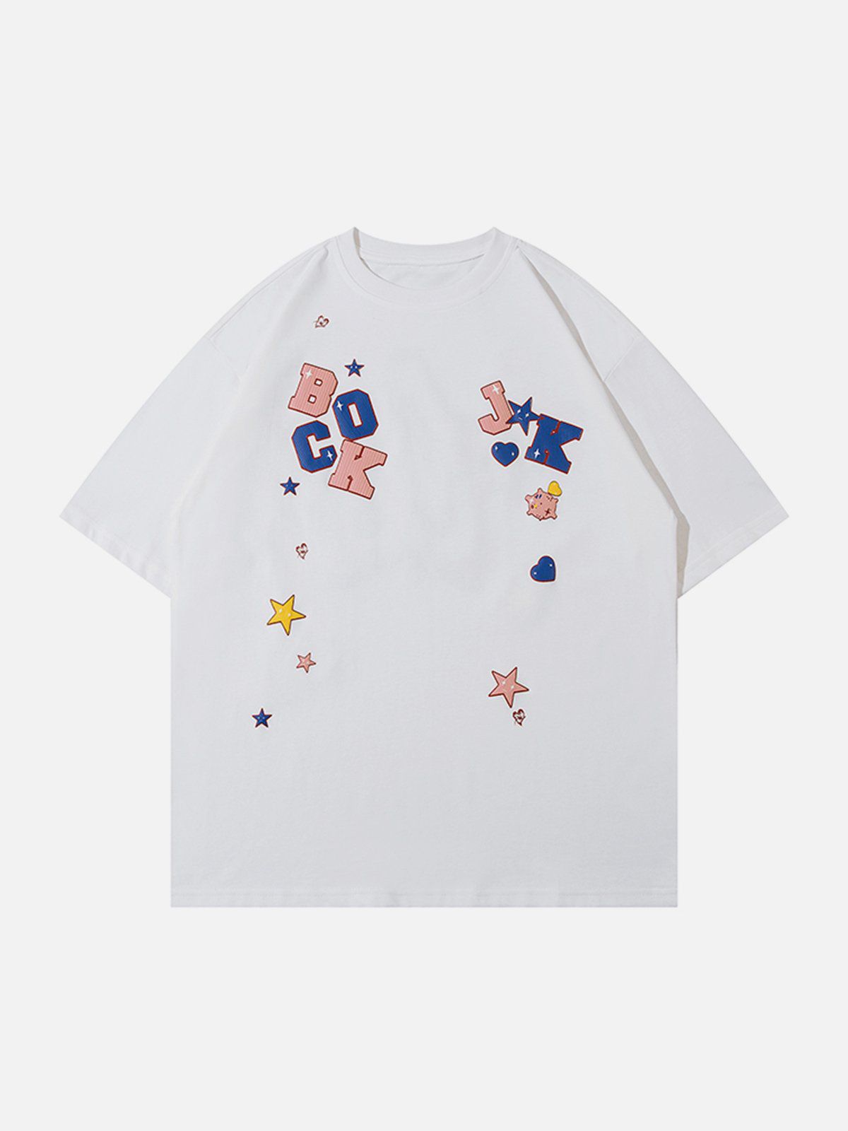 T-Shirt mit Buchstaben- und Stern-Print aus Schaumstoff 