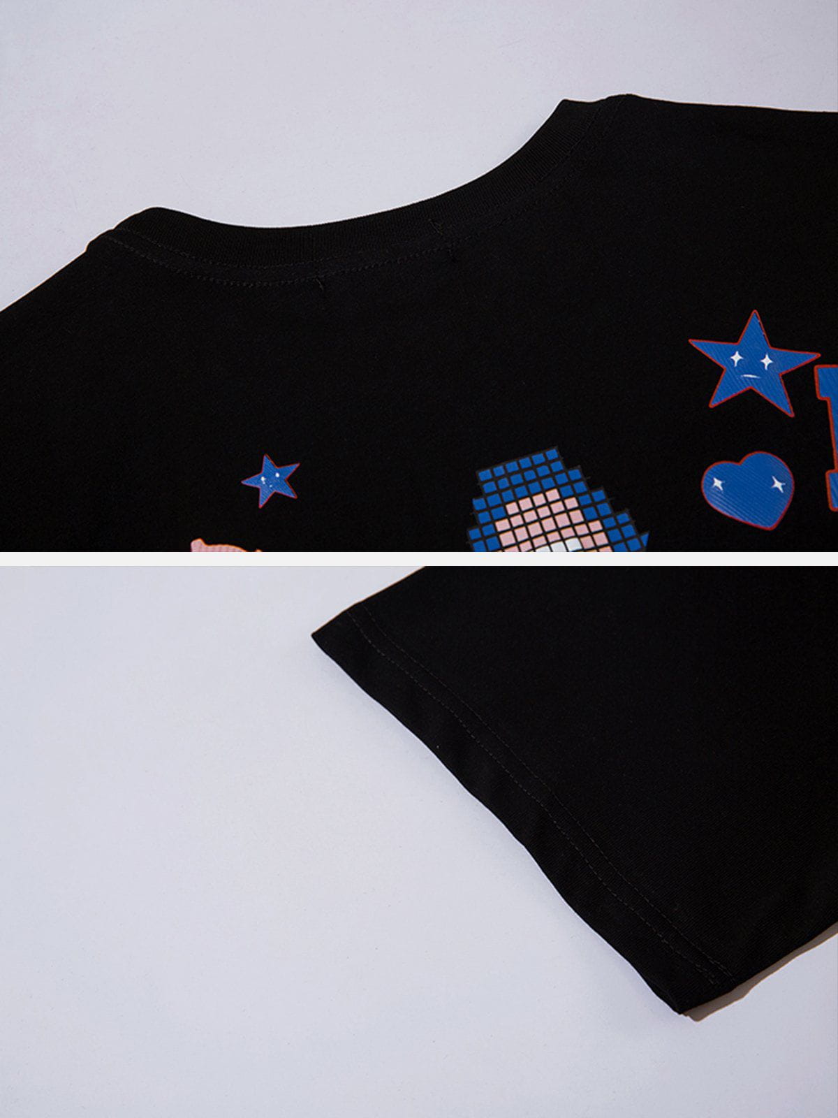 T-Shirt mit Buchstaben- und Stern-Print aus Schaumstoff 