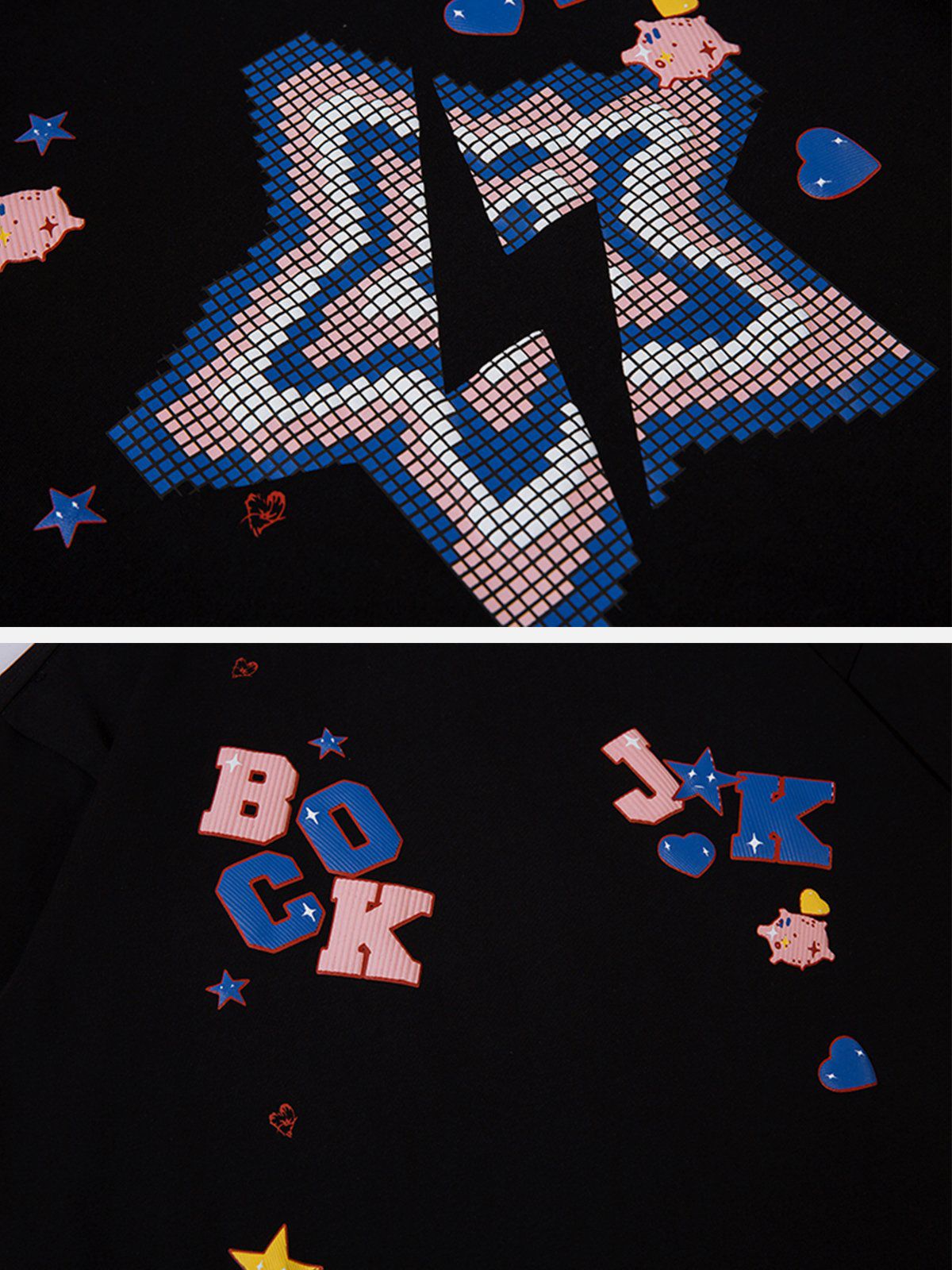 T-Shirt mit Buchstaben- und Stern-Print aus Schaumstoff 