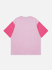 Patchwork-T-Shirt mit Schaumdruck 