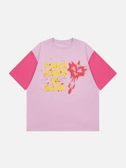 Patchwork-T-Shirt mit Schaumdruck 