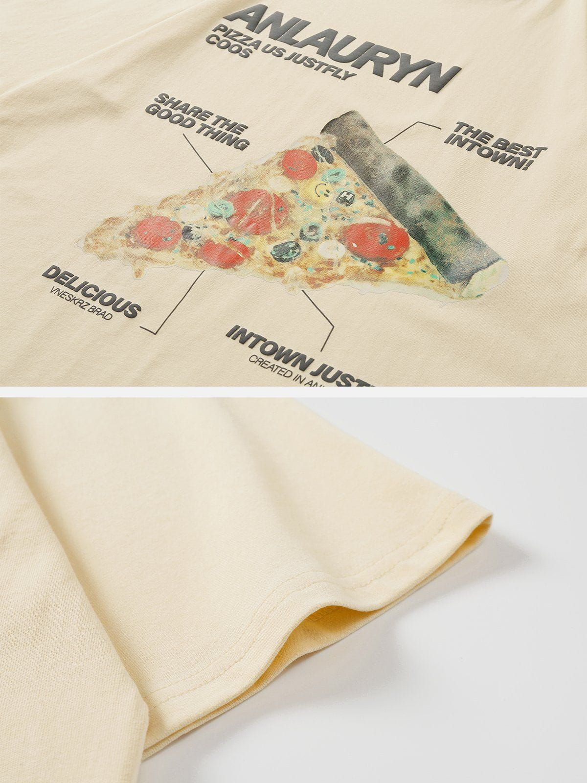 T-Shirt mit Pizza-Print aus Schaumstoff 