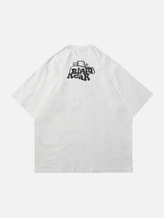 Gewaschenes T-Shirt mit Schaumdruck und Skelettelementen 