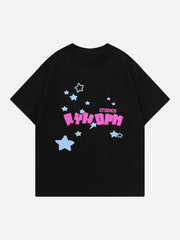 T-Shirt mit Schaumdruck und Sternen 