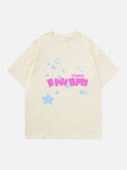 T-Shirt mit Schaumdruck und Sternen 
