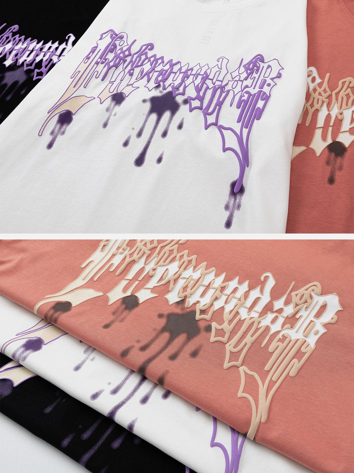 T-Shirt mit Schaumdruck und Wasserflecken-Print 