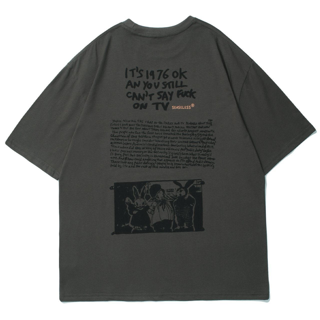 Baumwoll-T-Shirt mit lustigem Häschen-Print 