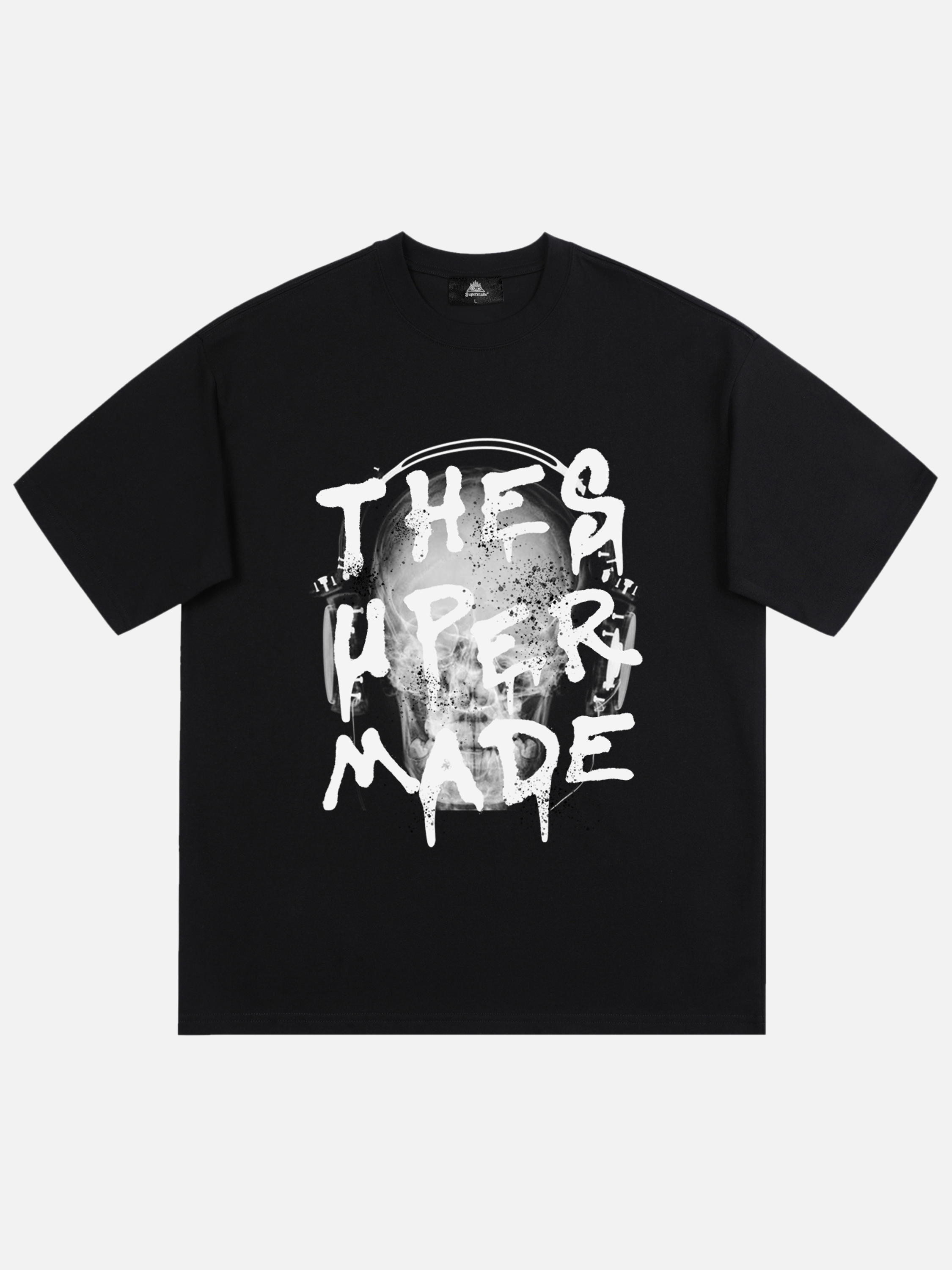 Lustiges T-Shirt mit Graffiti-Buchstaben-Totenkopf-Print 