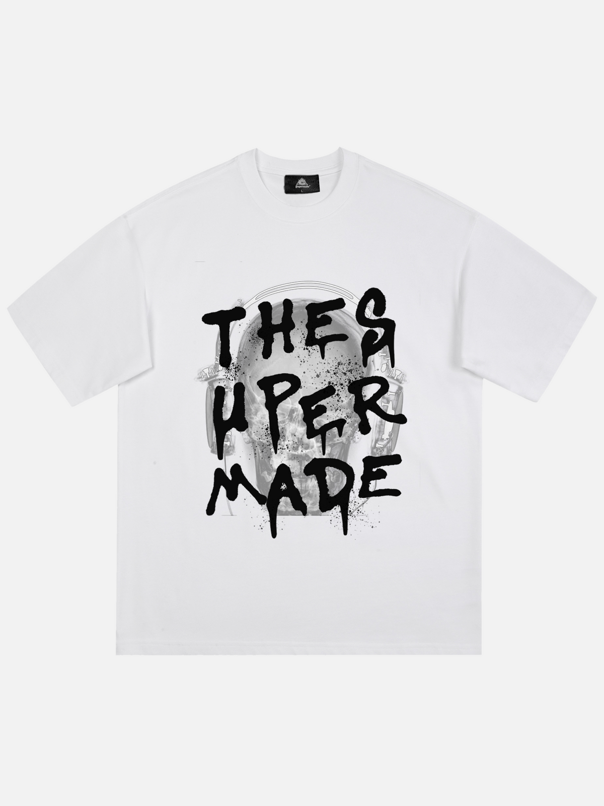 Lustiges T-Shirt mit Graffiti-Buchstaben-Totenkopf-Print 