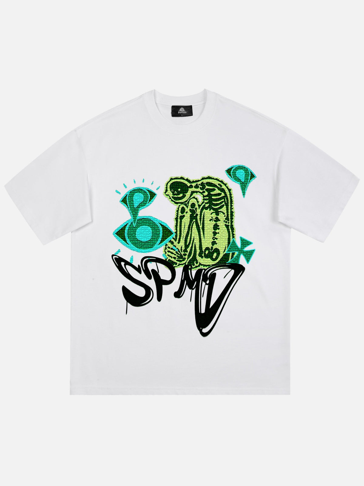 Lustiges T-Shirt mit Totenkopf-Graffiti-Buchstaben-Print 