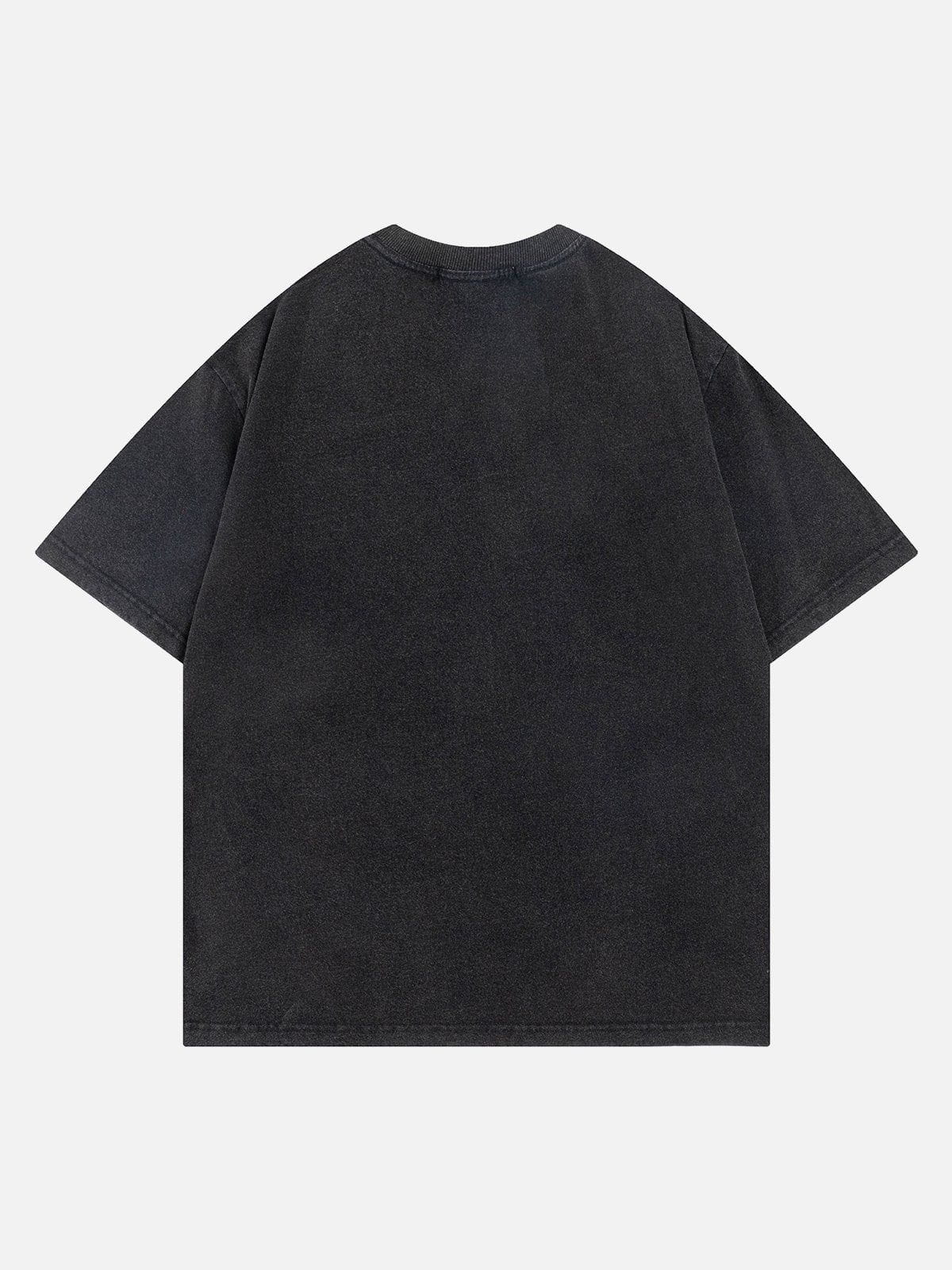 T-Shirt mit verwaschenem Fuzzy-Schriftdruck 
