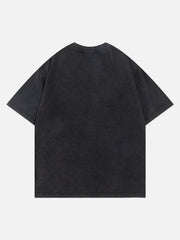 T-Shirt mit verwaschenem Fuzzy-Schriftdruck 