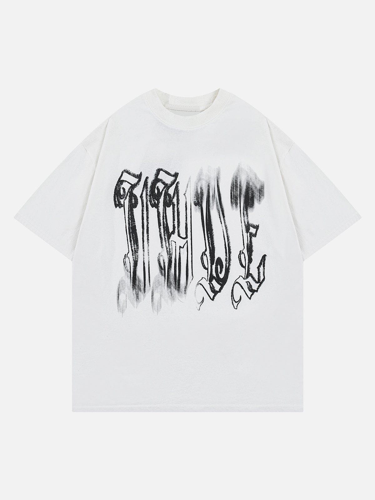 T-Shirt mit verwaschenem Fuzzy-Schriftdruck 