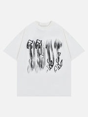 T-Shirt mit verwaschenem Fuzzy-Schriftdruck 