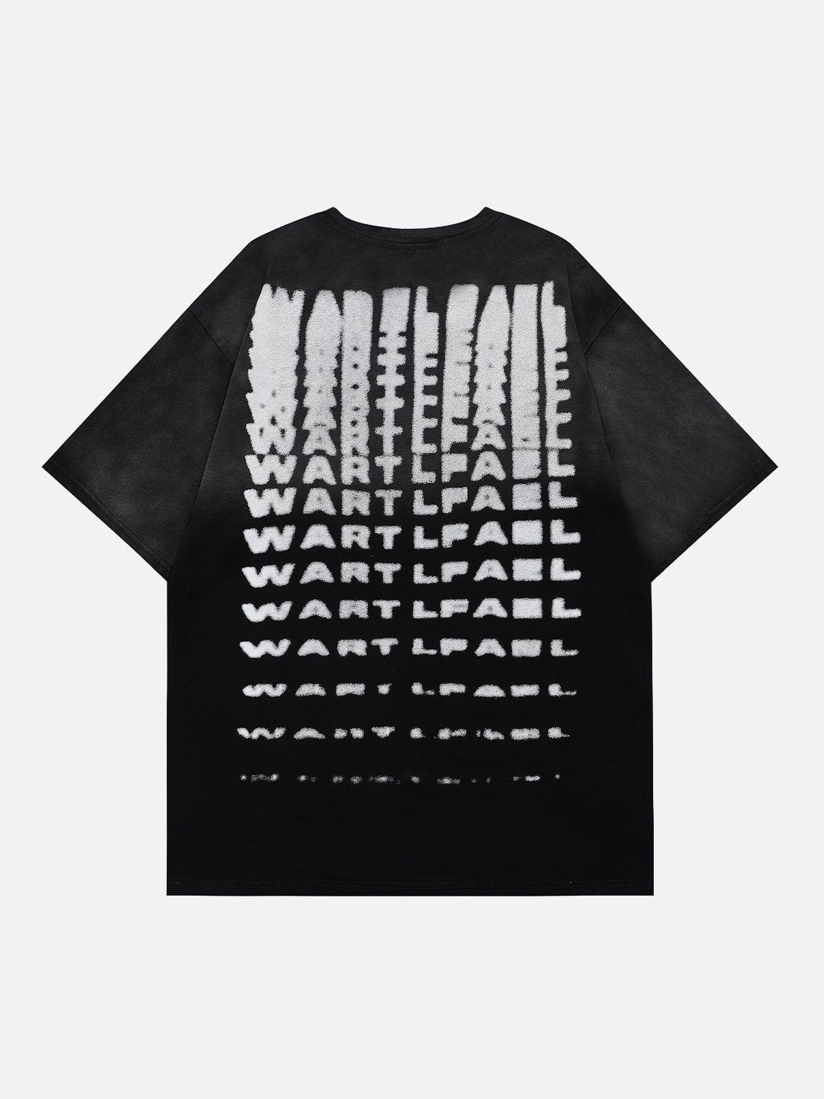 Flauschiges T-Shirt mit Buchstaben-Print 