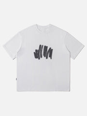 T-Shirt mit flauschigem Graffiti-Print 