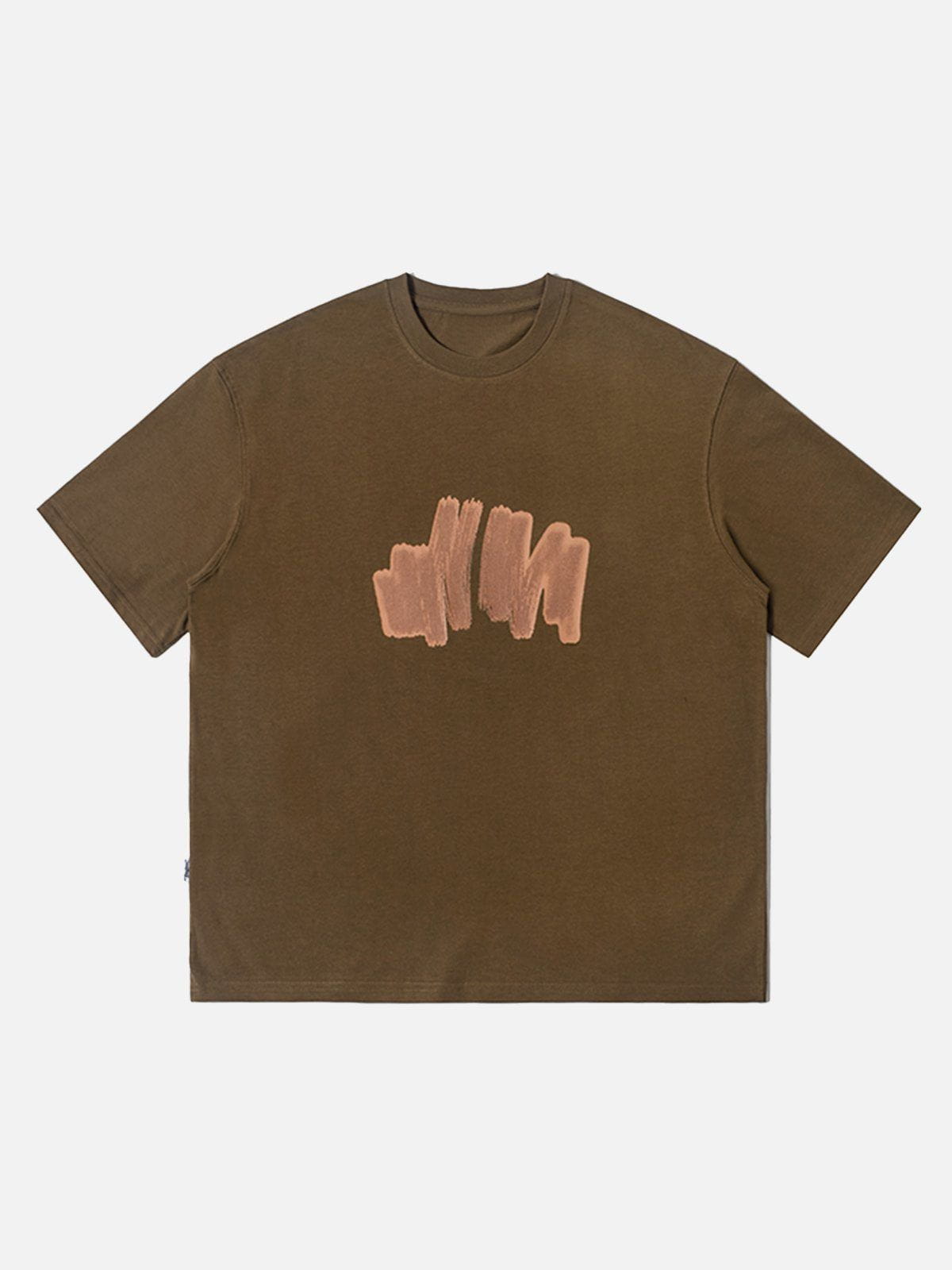 T-Shirt mit flauschigem Graffiti-Print 